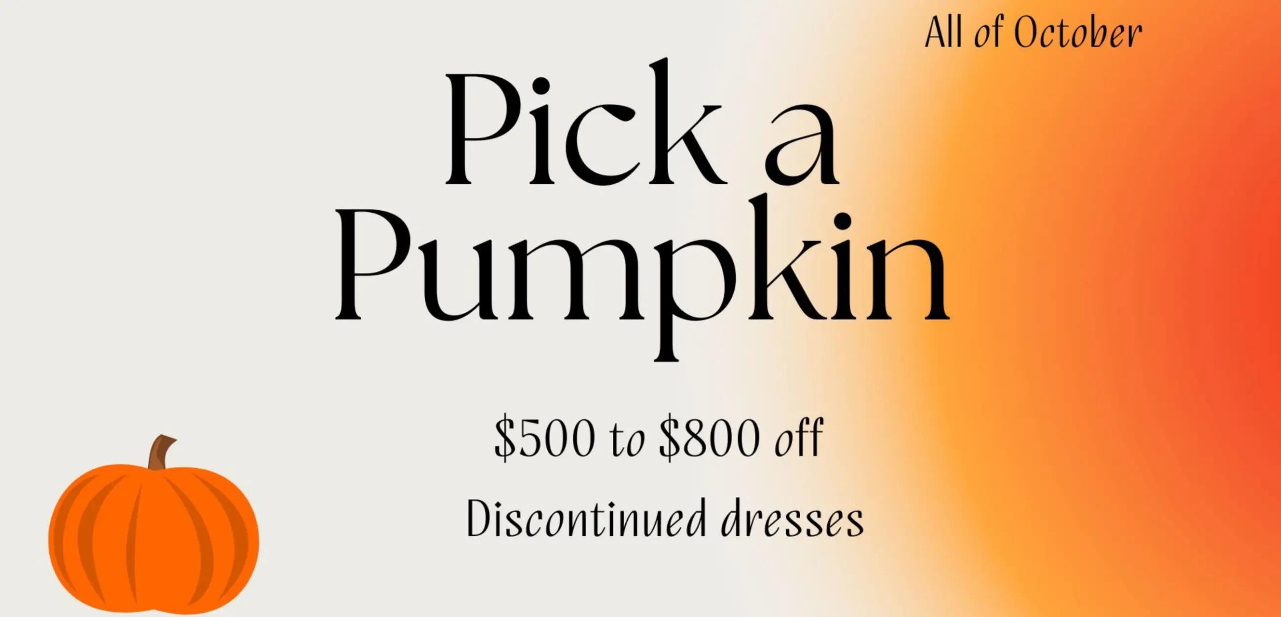 Pick a pumpkin event at Dublin Bridal